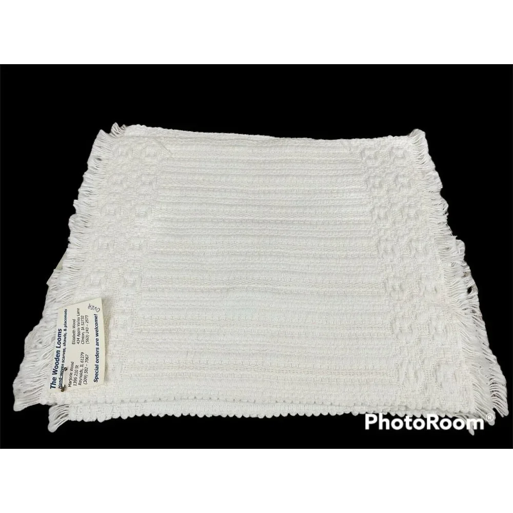 New Set of 4 Handwoven Placemats Off White Fringed Farmhouse‎ Cottage Handmade